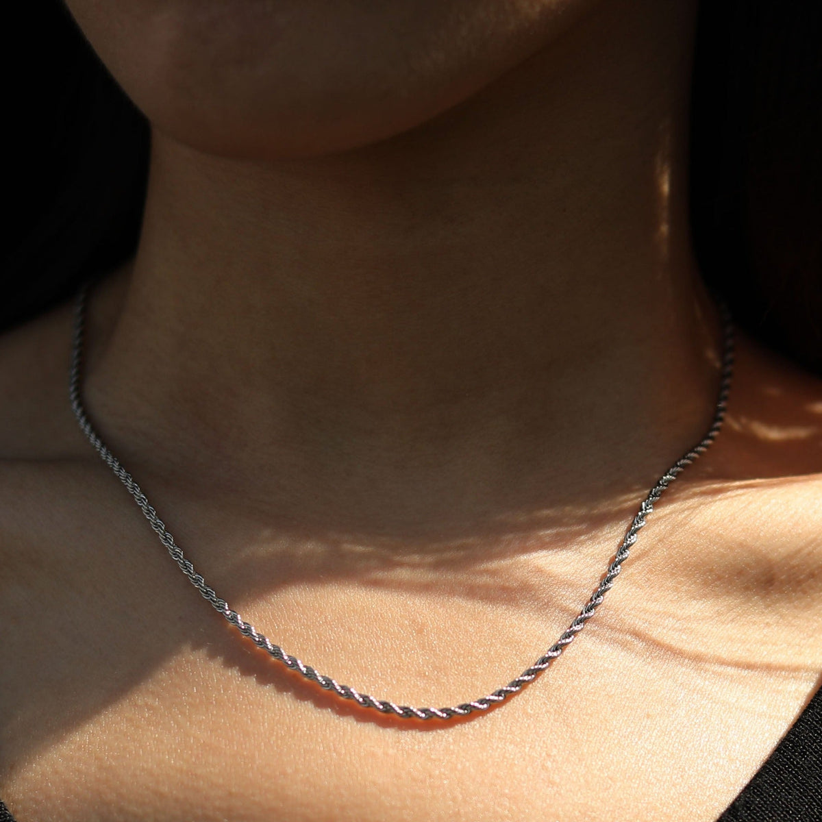 KIRA : Collier en argent de 50 cm, maille corde