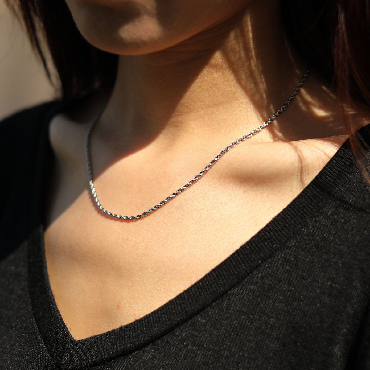 KIRA: Collier chaîne corde en argent 28 pouces
