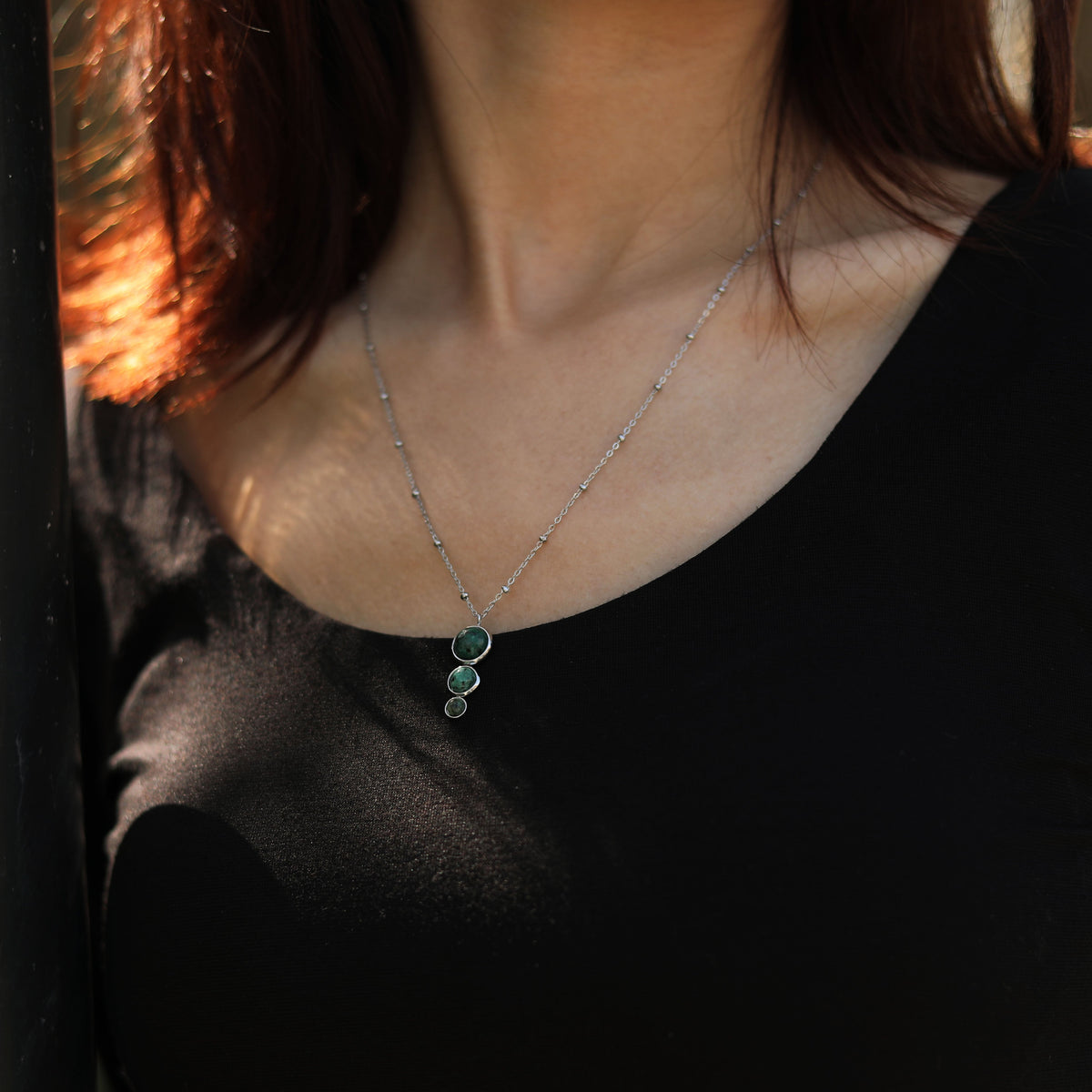 INDY : Collier en argent avec pendentif à 3 pierres
