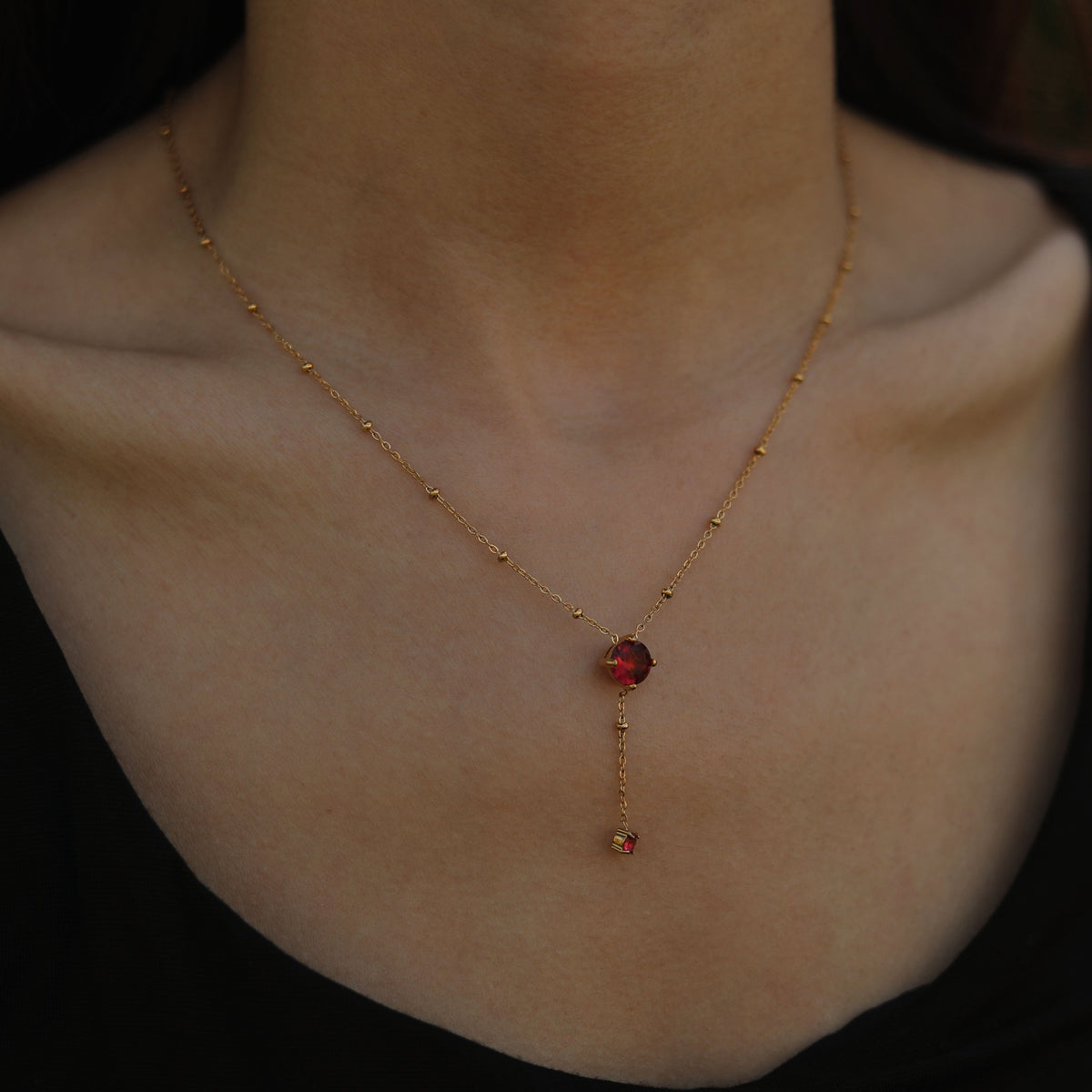 IZZY Crystal Pendant & Charm Gold Necklace