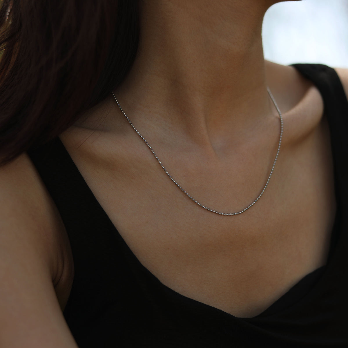 ALYONA Collier en argent avec chaîne à perles délicates