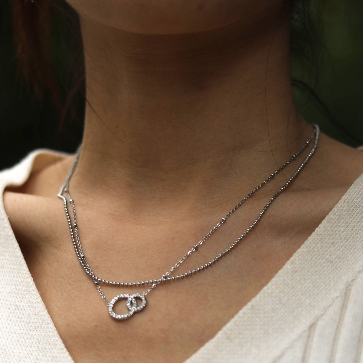 ALYONA Collier en argent avec chaîne à perles délicates
