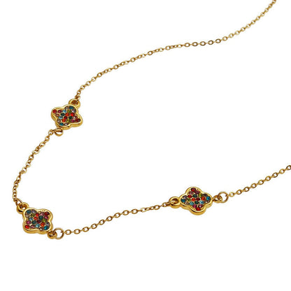 Collier Or breloques Zirconia colorées ELLIS