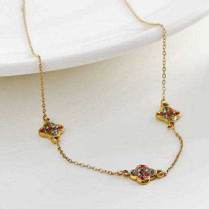 Collier Or breloques Zirconia colorées ELLIS