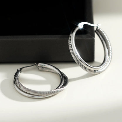 Style SAJAN : Boucles d'oreilles créoles doubles en argent
