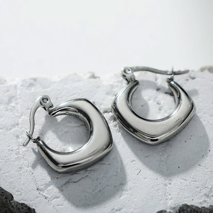Boucles d'oreilles créoles carrées et arrondies MARIYA Argent