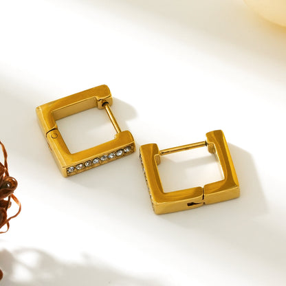 Boucles d'oreilles créoles carrées et serties de pierres de zircone PAIA Gold
