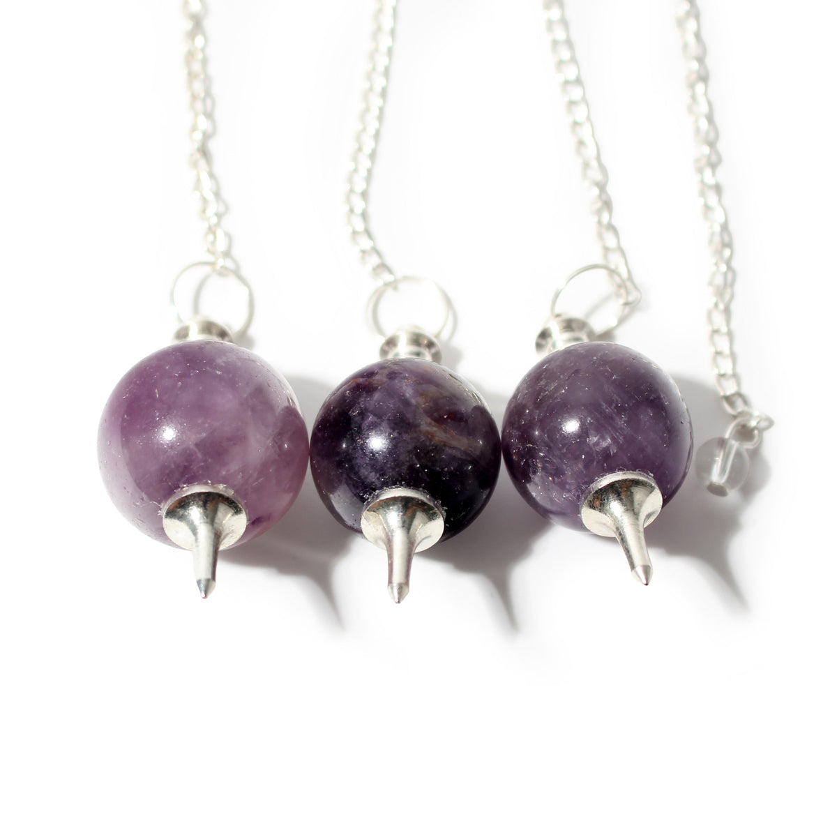 Amethyst Ball and Point Pendulum - 3 Pack