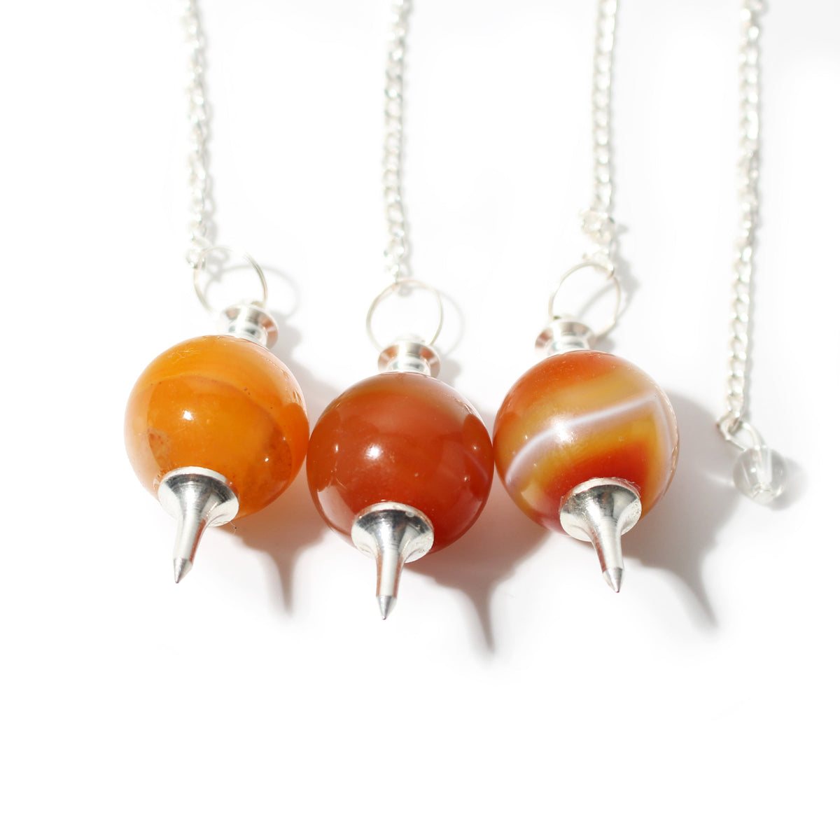 Carnelian Ball and Point Pendulum - 3 Pack