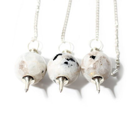 Rainbow Moonstone Ball and Point Pendulum - 3 Pack