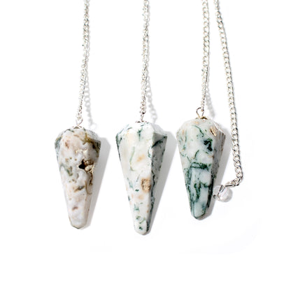 Green Tree Agate Pendulum 6 Facet & Bead - 3 Pack