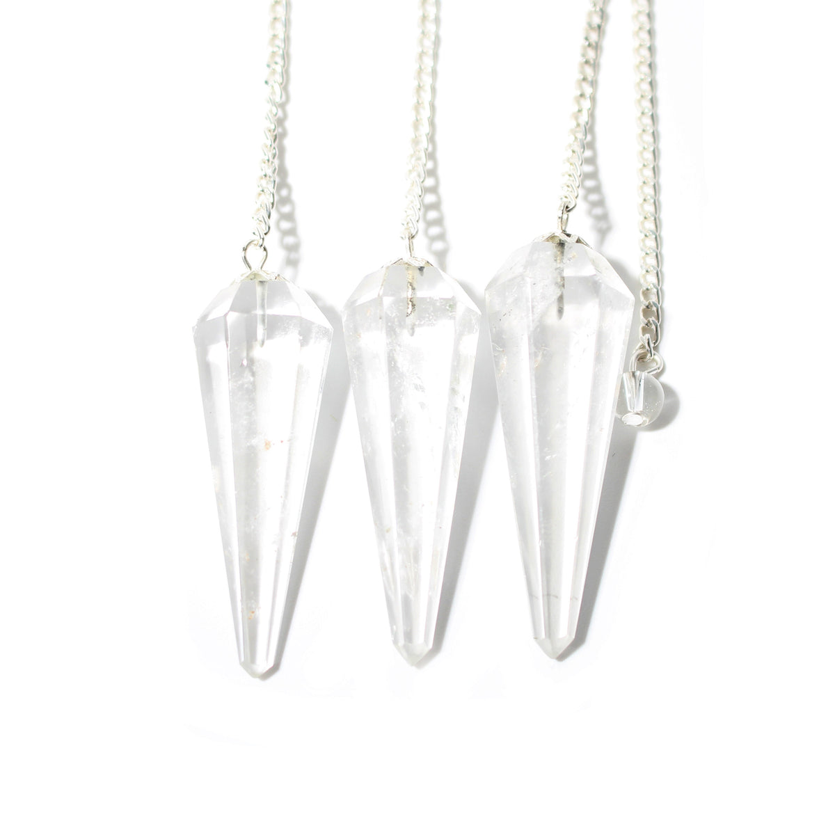 Clear Quartz Pendulum 6 Facet & Bead - 3 Pack