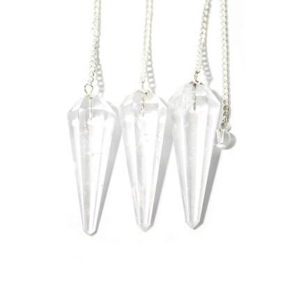 Clear Quartz Pendulum 6 Facet & Bead - 3 Pack
