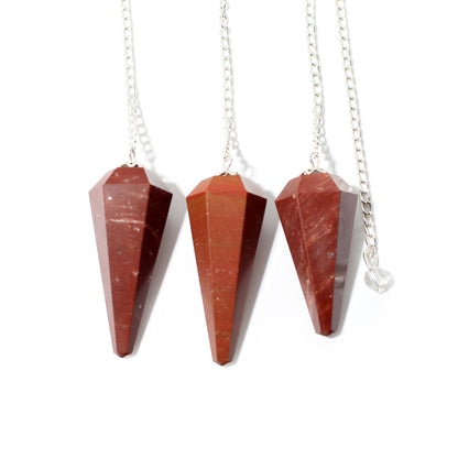 Red Jasper Pendulum 6 Facet & Bead - 3 Pack