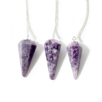 Lepidolite Pendulum 6 Facet & Bead - 3 Pack