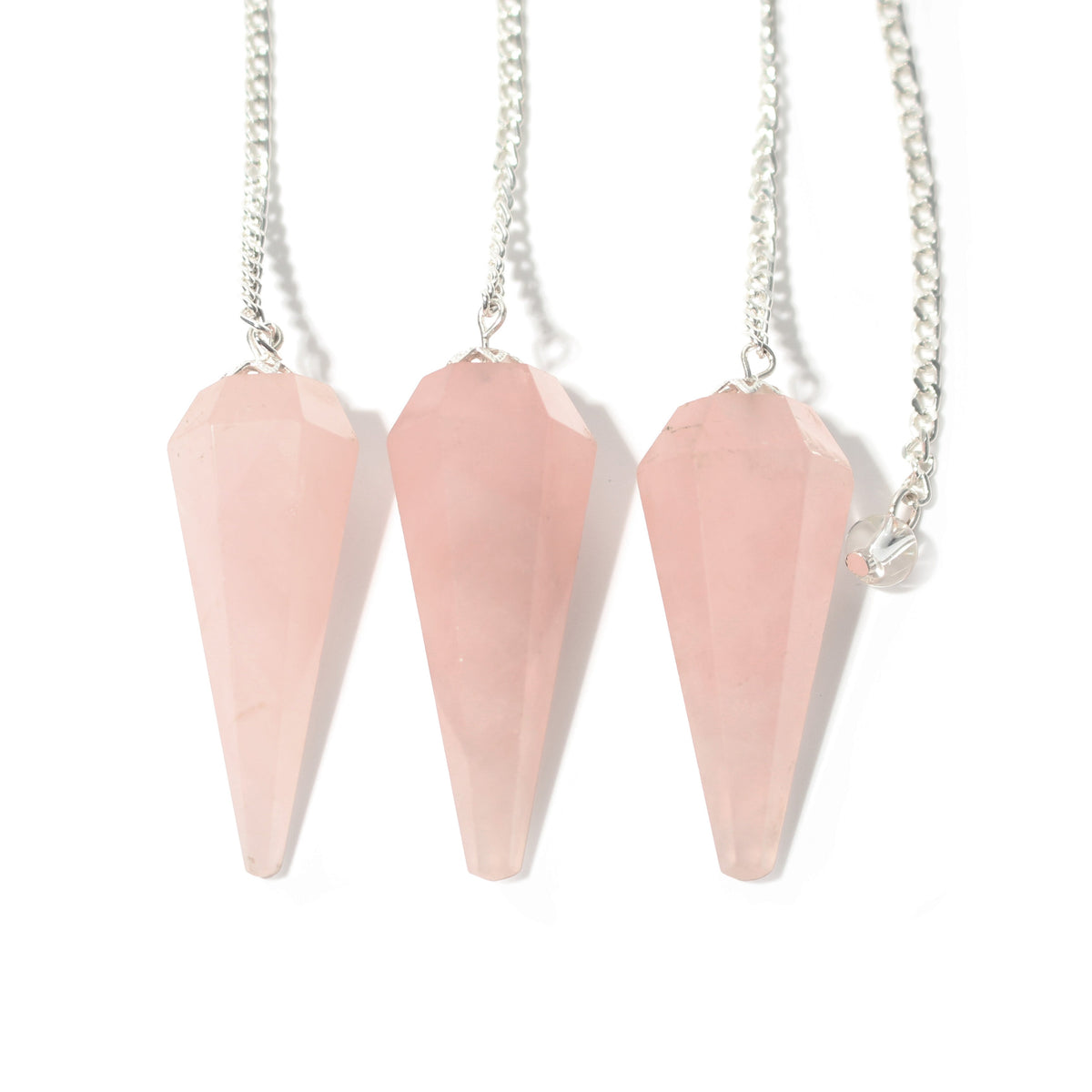 Rose Quartz Pendulum 6 Facet & Bead - 3 Pack