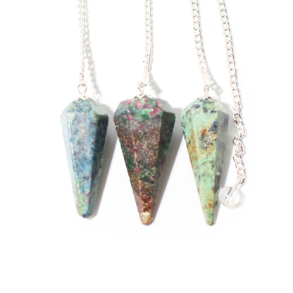 Ruby Zoisite Pendulum 6 Facet & Bead - 3 Pack