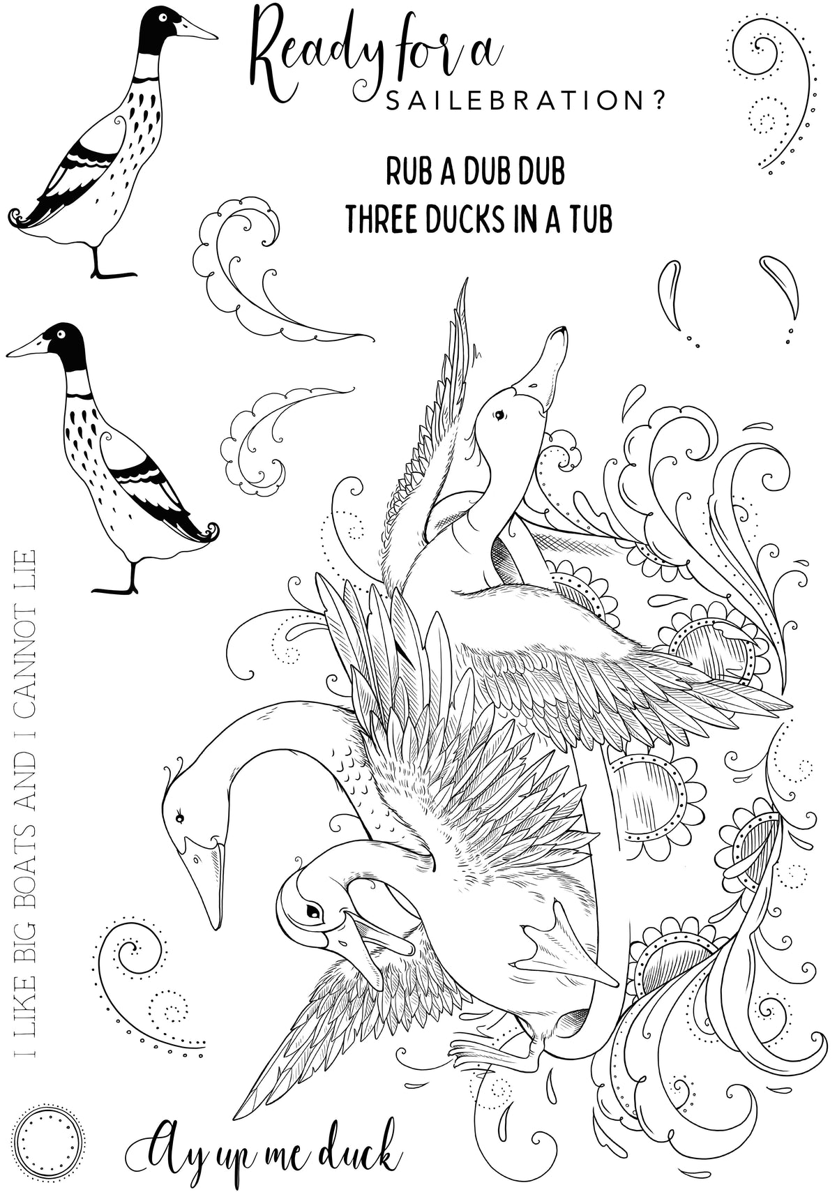 Pink Ink Designs Rub A Dub Dub Lot de tampons transparents 6 x 8 po