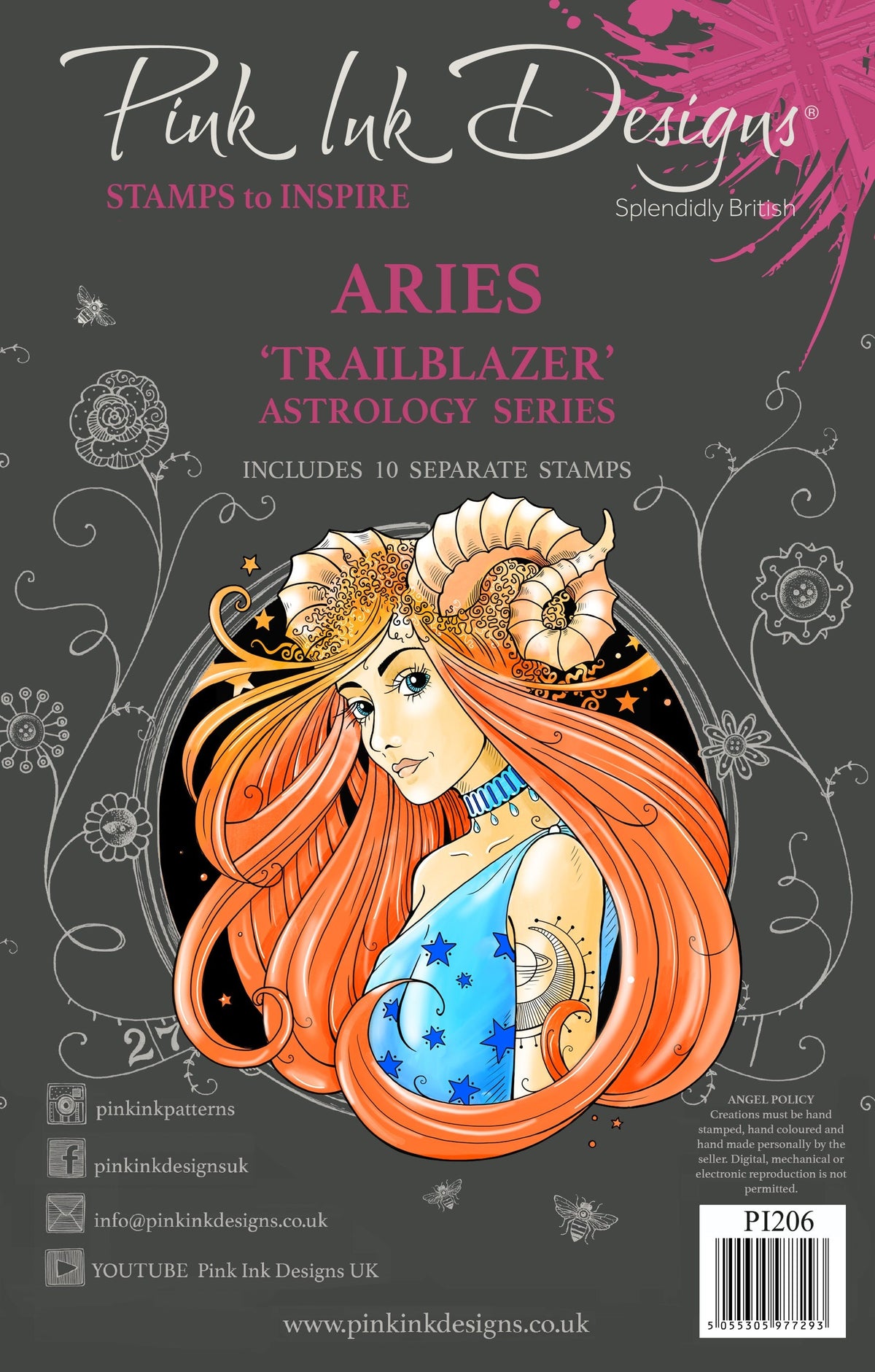 Pink Ink Designs Aries Pionnier Lot de Tampons Transparents 6 po x 8 po