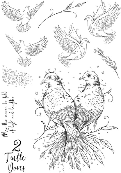 Pink Ink Designs "Two Turtle Doves" - Lot de Tampons Transparents 15,24 x 20,32 cm
