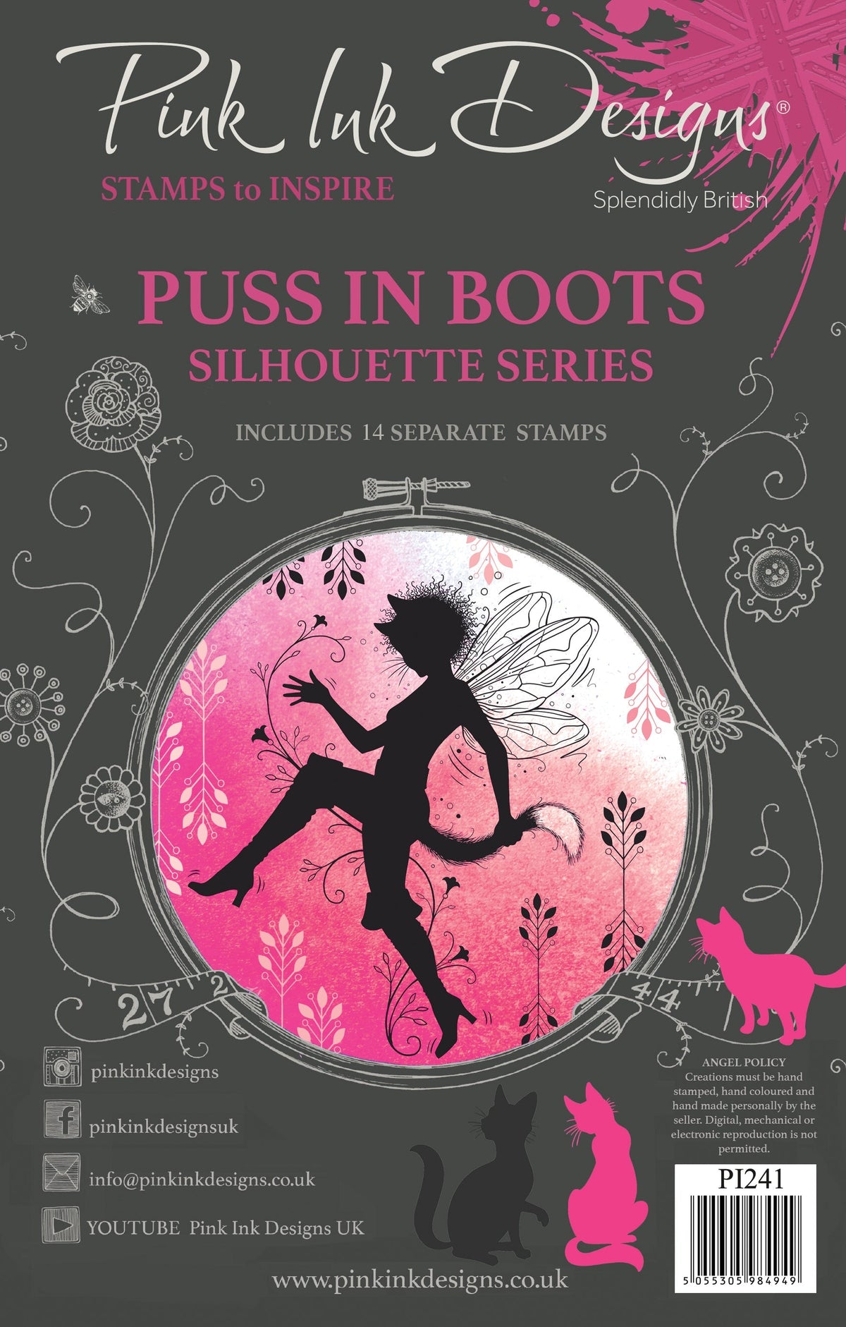 Pink Ink Designs Puss In Boots 6 in x 8 in Clear Stamp Set