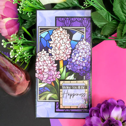 Papier cartonné de luxe avec bords festonnés en vitrail floral