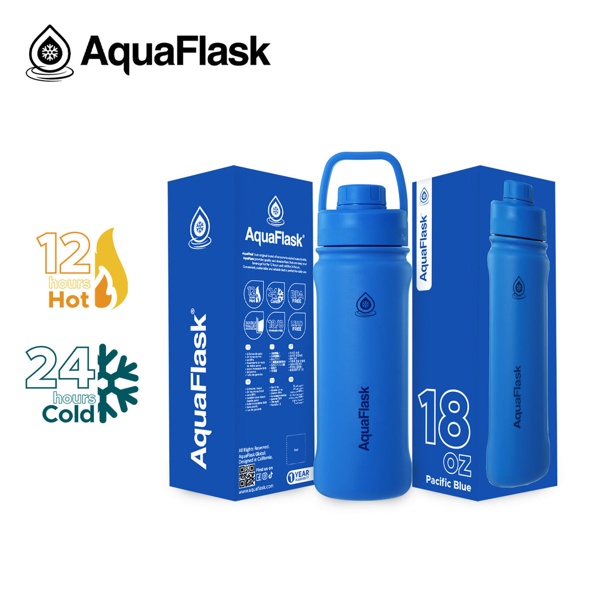 Bouteilles d'eau isothermes sous vide AquaFlask Original 530ml (18oz)