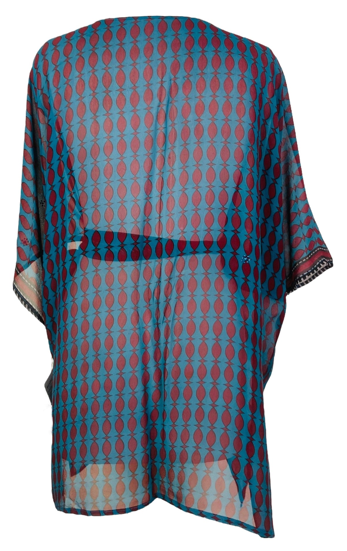 PRG7494 Veste à manches kimono en pure soie Sheer Avatar avec ceinture