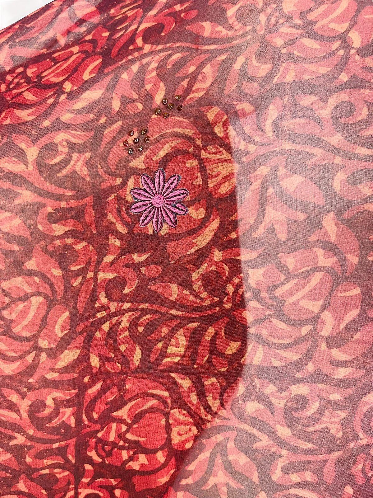 PRG7480 Tunique courte caftan en pure soie Sheer Avatar sans fentes
