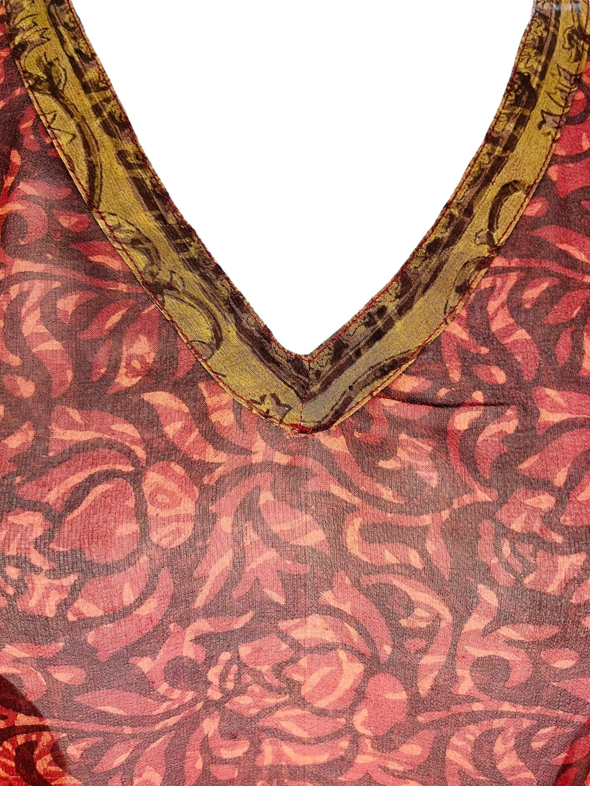 PRG7480 Tunique courte caftan en pure soie Sheer Avatar sans fentes