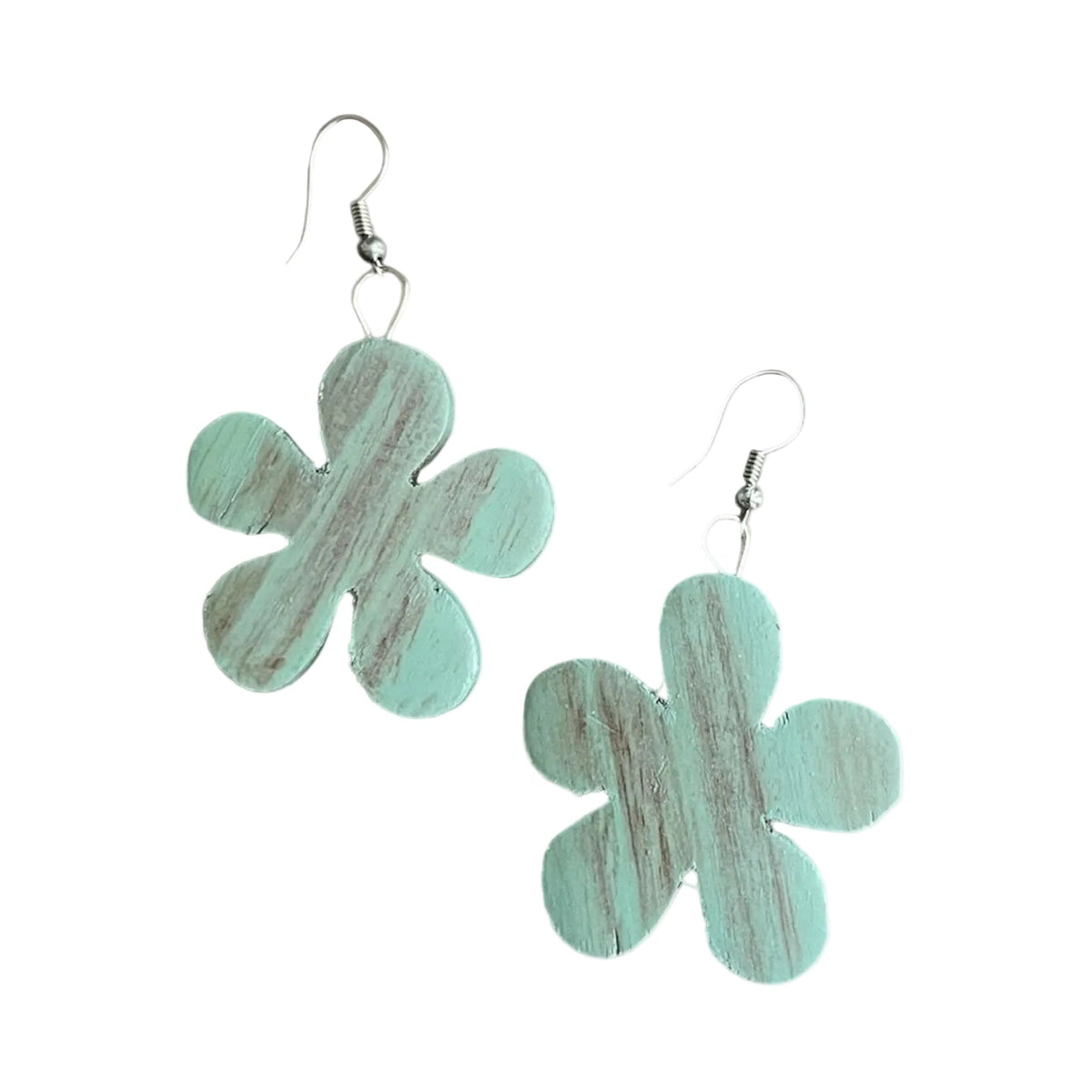 Boucle d'oreille fleur en bois