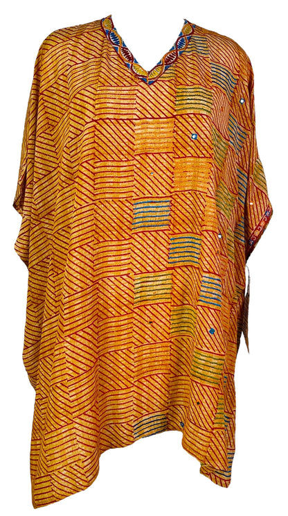 PRC7303 Avatar Pure Silk Short Kaftan Tunic with Slits