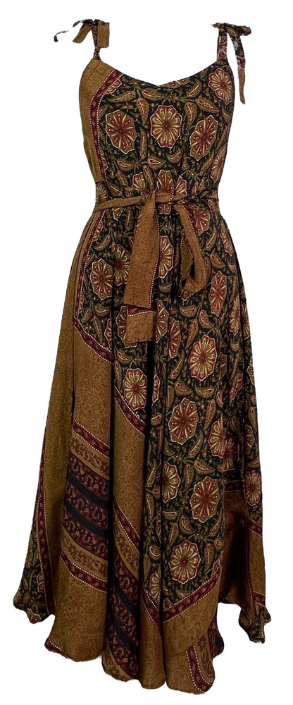 PRC7668 Robe longue Avatar en pure soie avec ceinture