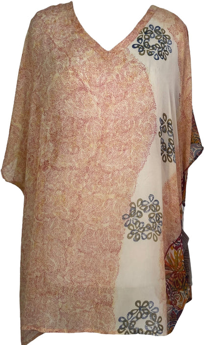 PRG7714 Tunique courte en pure soie Sheer Avatar avec fentes