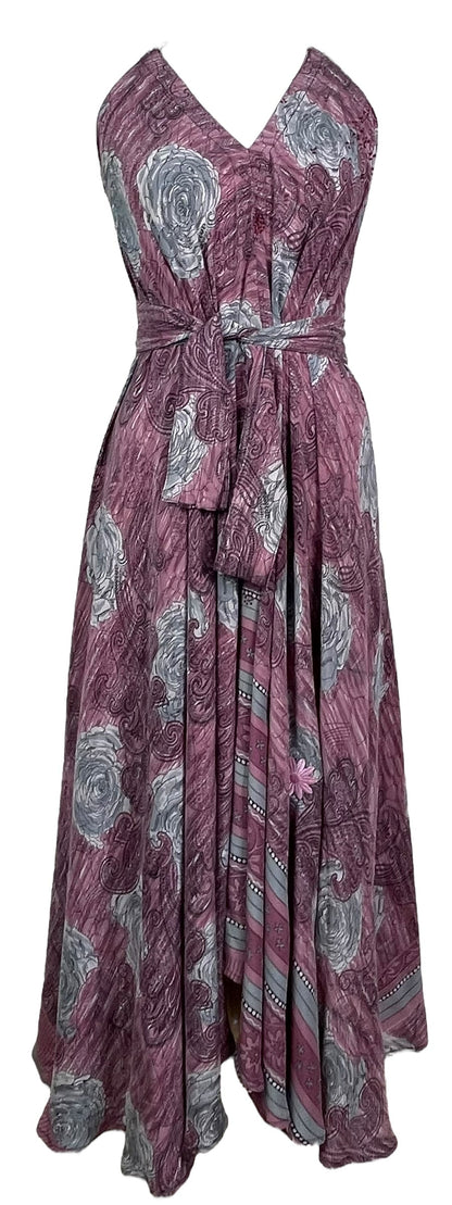Robe longue en pure soie PRC7760 Avatar avec ceinture