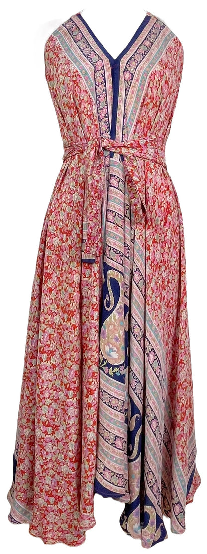 Robe longue Avatar en pure soie avec ceinture PRC7677