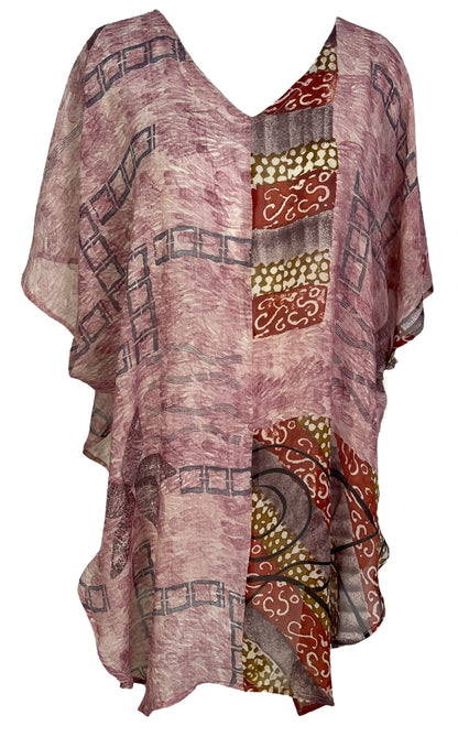 PRG7049 Sheer Avatar Pure Silk Waterfall Top
