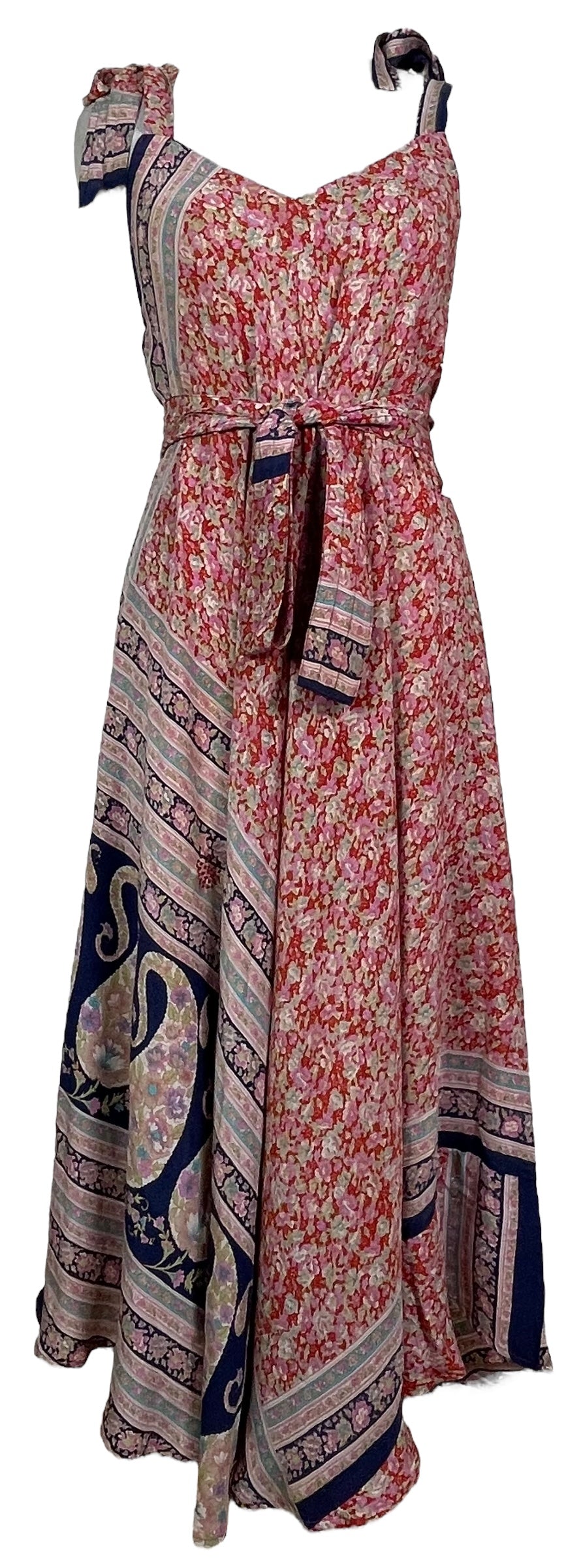 Robe longue Avatar en pure soie avec ceinture PRC7677