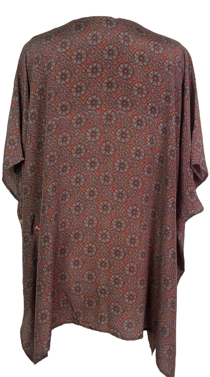 Tunique courte PRC7702 Kaftan en pure soie avec fentes