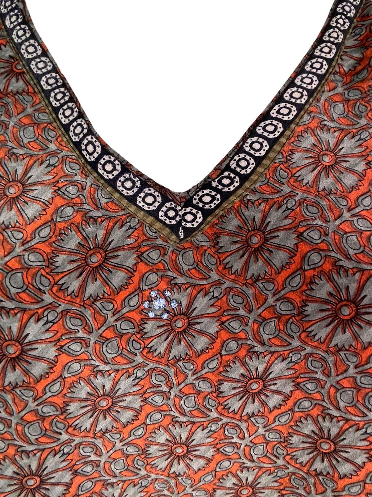 Tunique courte PRC7702 Kaftan en pure soie avec fentes