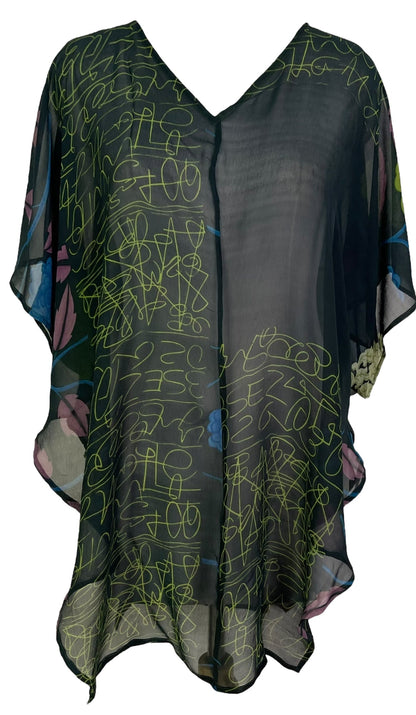 PRG7098 Sheer Sheer Avatar Pure Silk Waterfall Top
