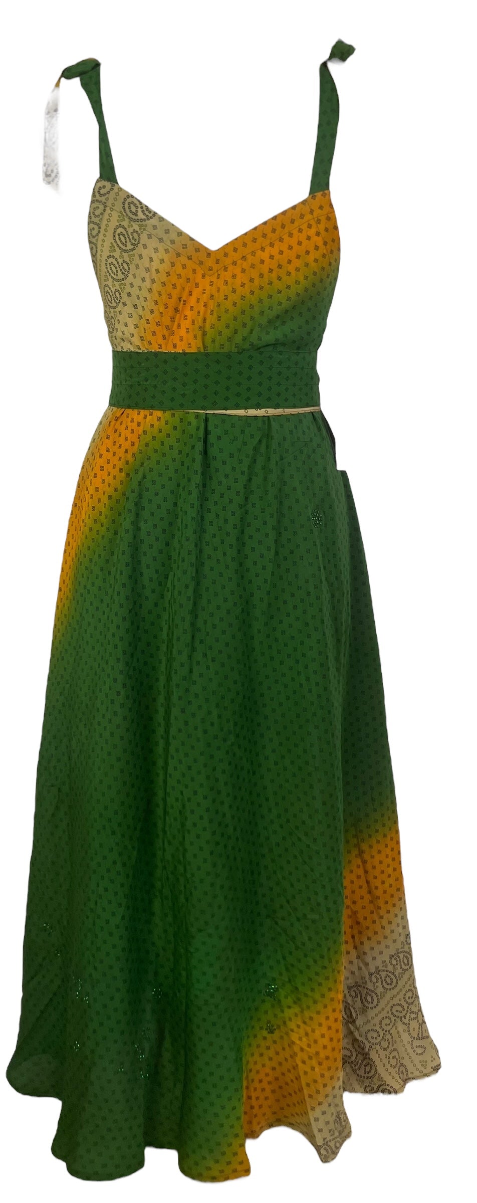 PRC7667 Robe longue Avatar en pure soie avec ceinture