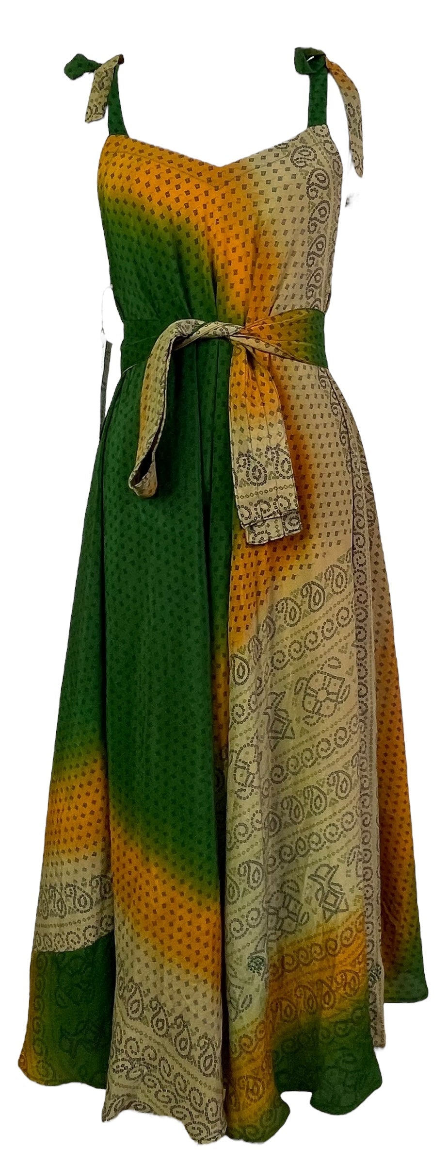 PRC7667 Robe longue Avatar en pure soie avec ceinture