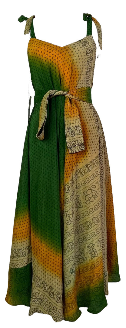 PRC7667 Robe longue Avatar en pure soie avec ceinture