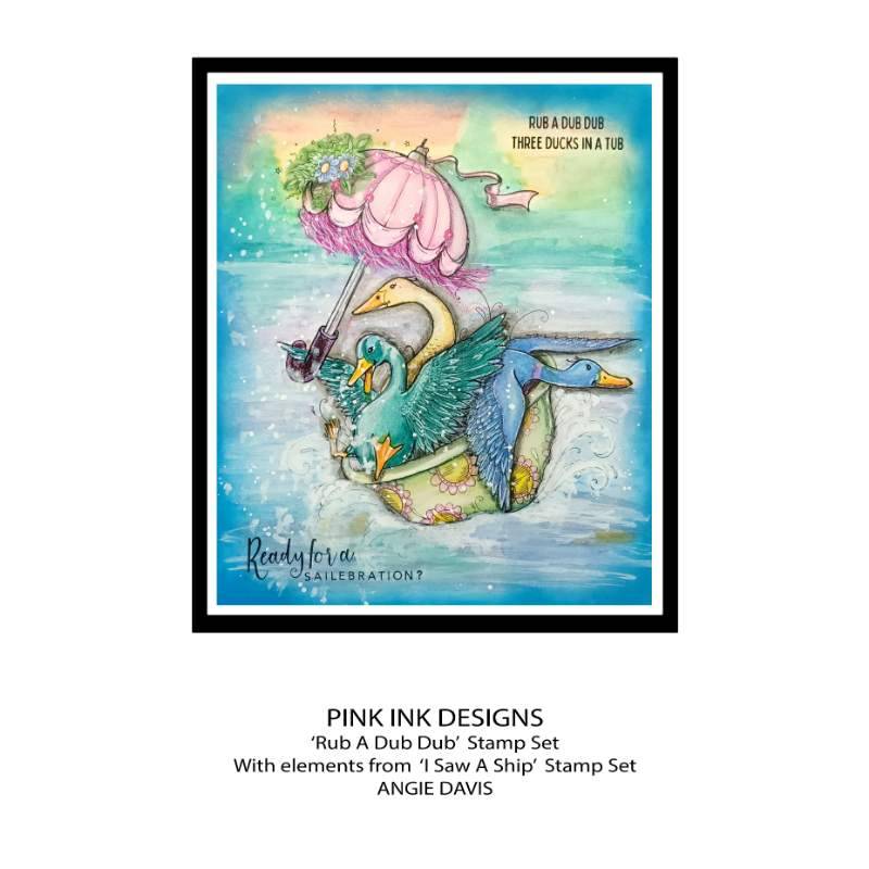 Pink Ink Designs Rub A Dub Dub Lot de tampons transparents 6 x 8 po
