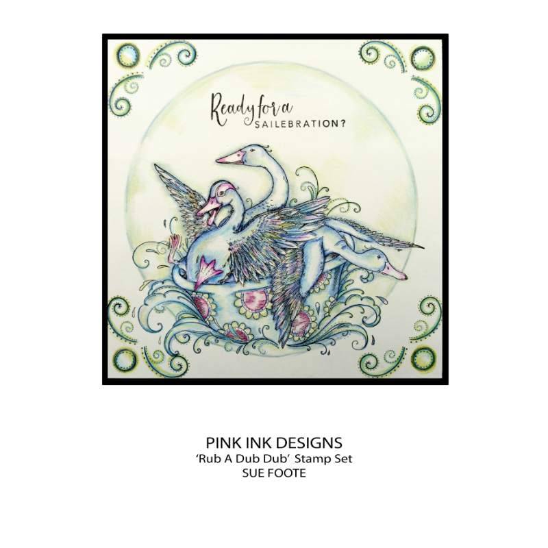 Pink Ink Designs Rub A Dub Dub Lot de tampons transparents 6 x 8 po