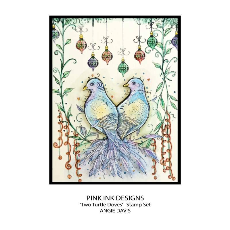 Pink Ink Designs "Two Turtle Doves" - Lot de Tampons Transparents 15,24 x 20,32 cm