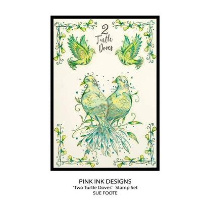 Pink Ink Designs "Two Turtle Doves" - Lot de Tampons Transparents 15,24 x 20,32 cm