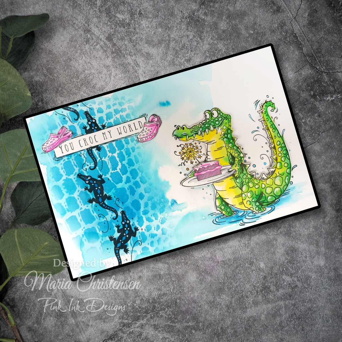 Pink Ink Designs Pochoir Crocodile 7 po x 7 po