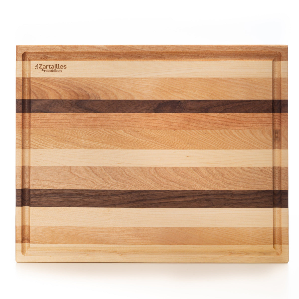 Planche à découper en bois, la “D-Zartailles” avec sillon à jus